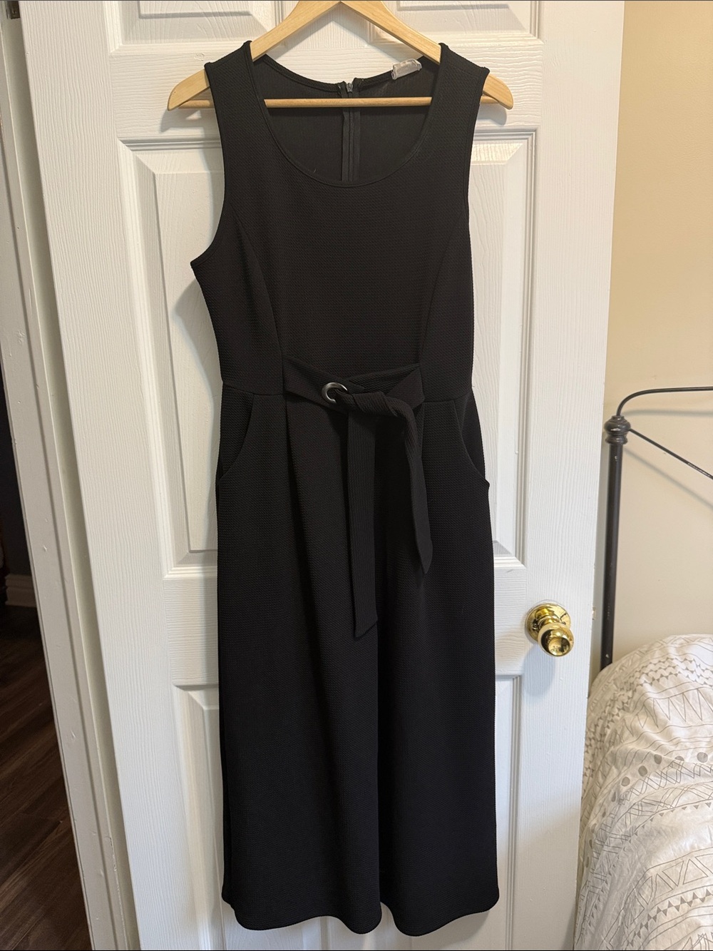 Caution To The Wind Black Sleeveless Cropped Jumpsuit with Tie Belt